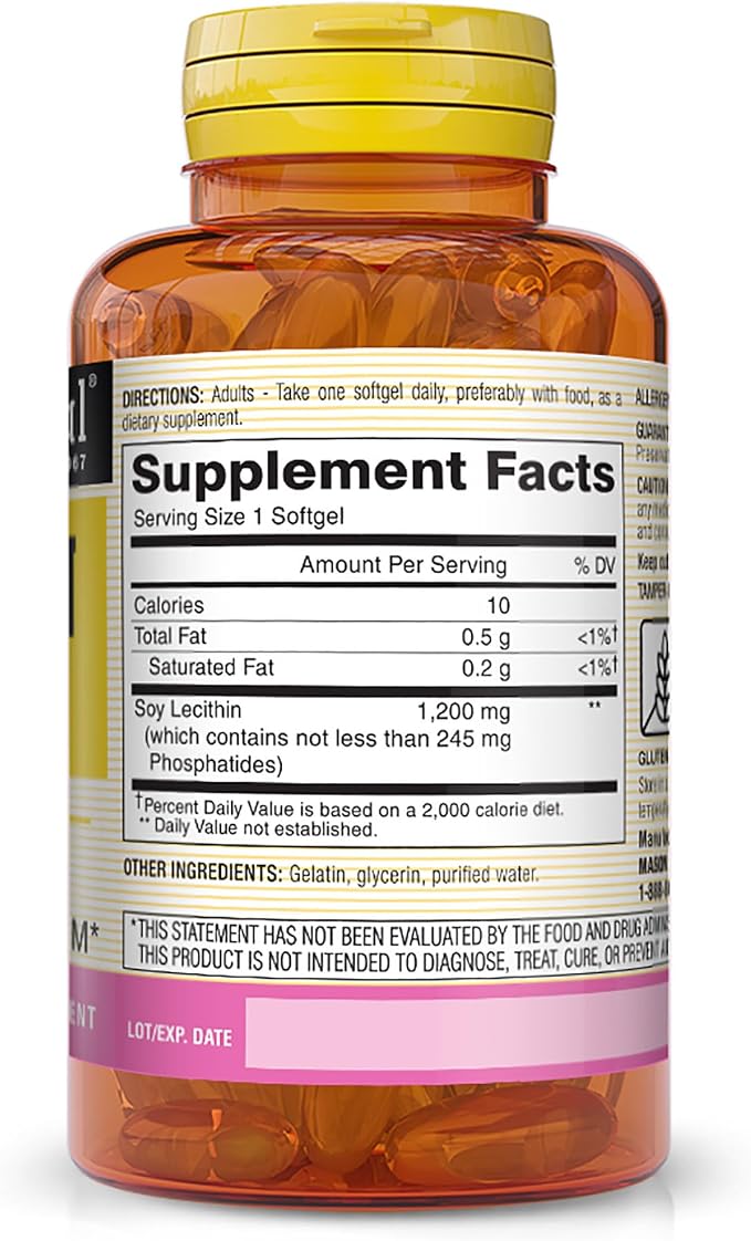 Lecitina de Soya 1200 MG 100 Caps Mason Natural