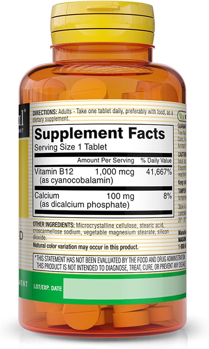 Vitamina B12 1000 MCG 60 Tabs Mason Natural