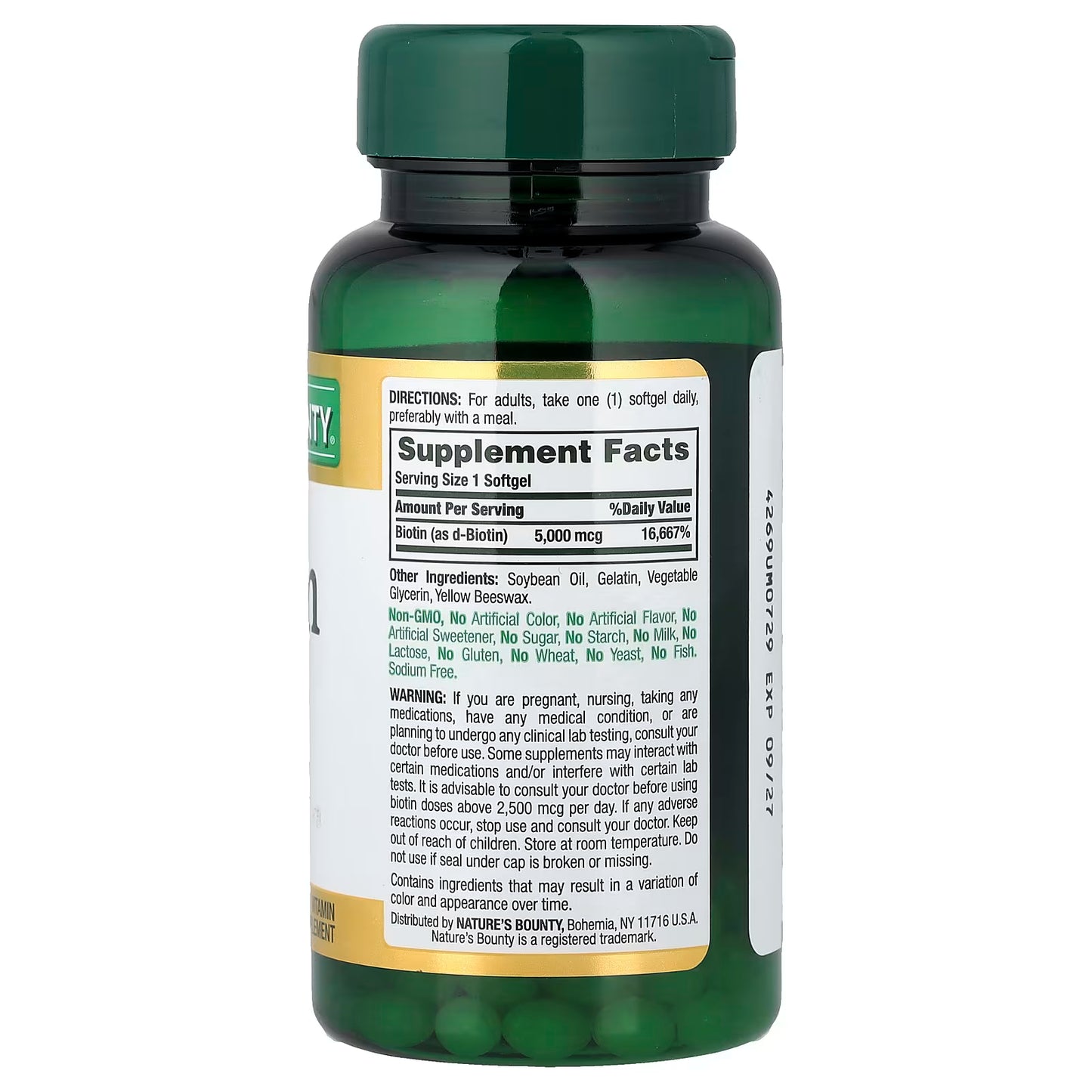 Biotina 5000 MCG 72 Caps Nature's Bounty