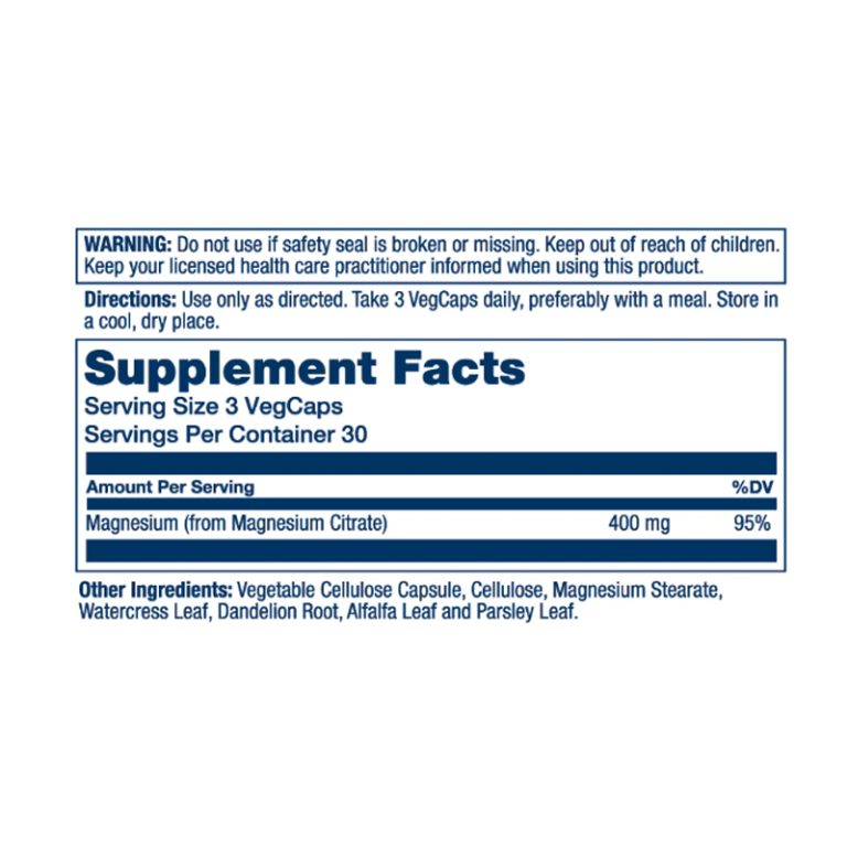 Citrato de Magnesio 400 MG 90 Caps Magnesium Citrate