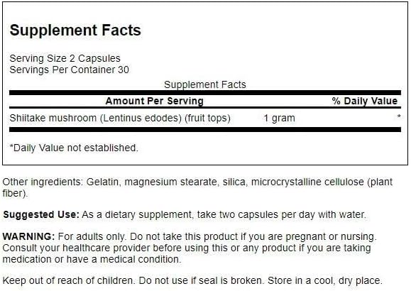 Shiitake Mushroom 500 MG 60 Caps Swanson