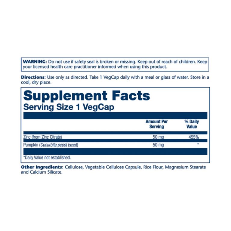 Citrato de Zinc 50 MG 60 Caps Solaray