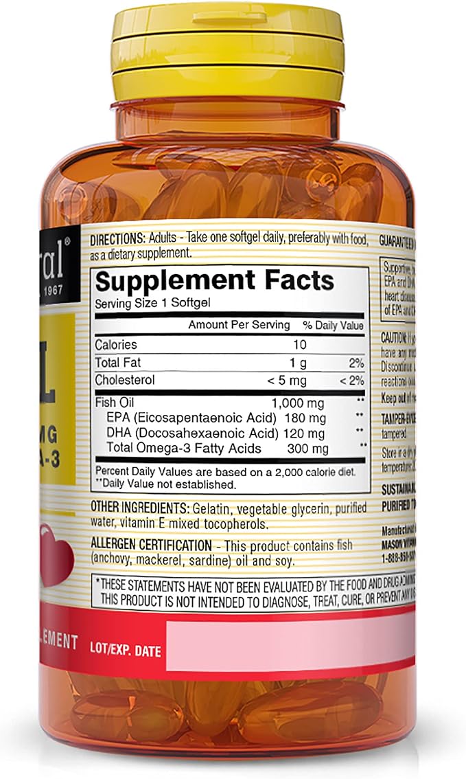 Fish Oil 1000 MG 60 Caps Mason Natural