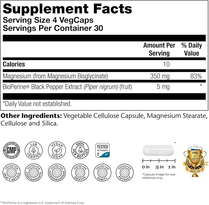 Glicinato de Magnesio 350 MG 120 Caps Solaray