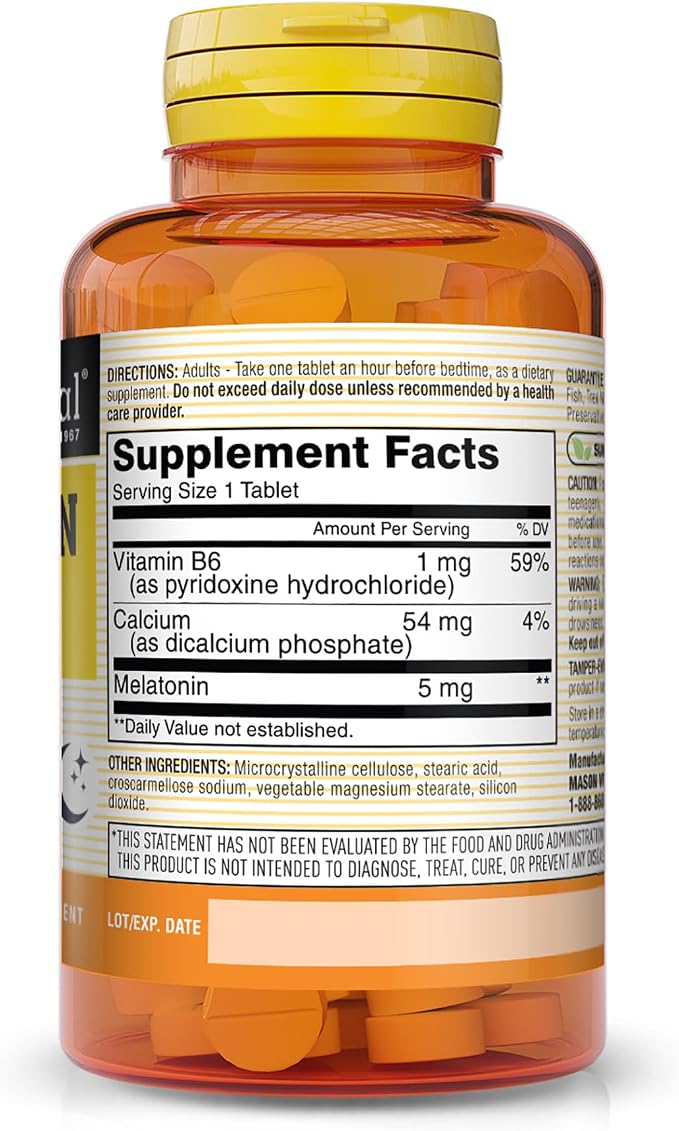 Melatonin 5 MG 60 Tabs Mason Natural