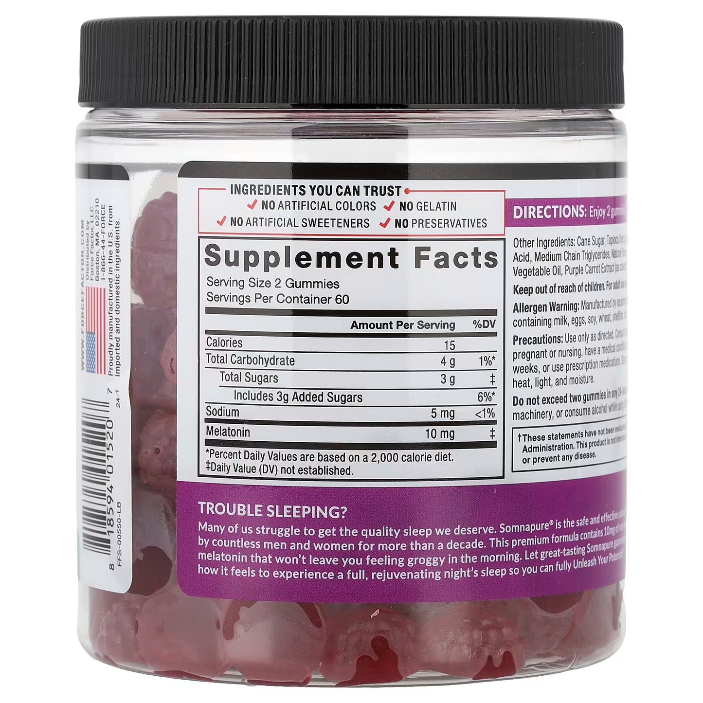Somnapure 10 MG Melatonin 120 Gummies Force Factor