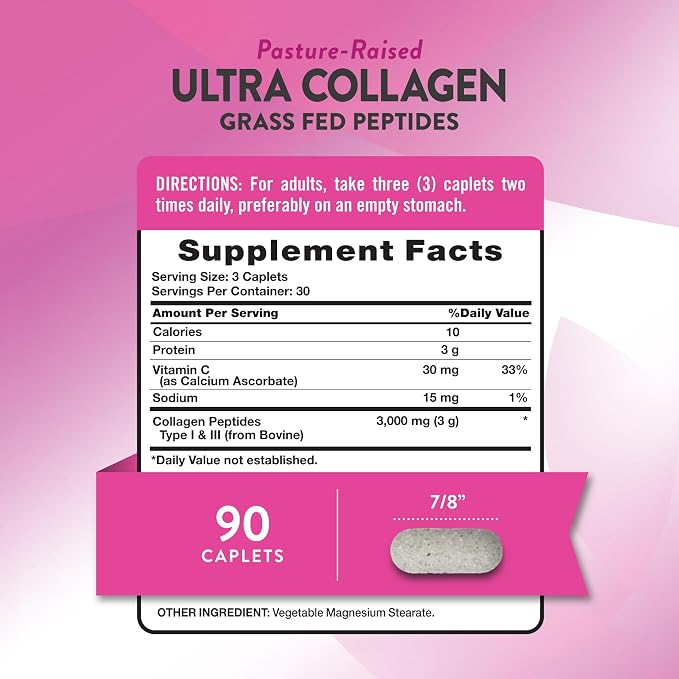 Ultra Collagen Grass Fed Peptides 300 MG 90 Caps Nature's Truth