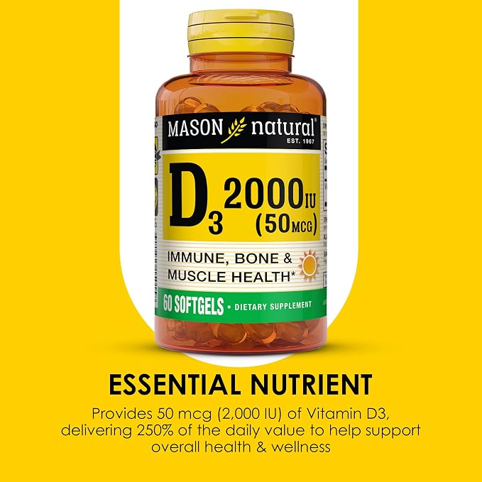 Vitamina D3 2000 IU 60 Caps Mason Natural