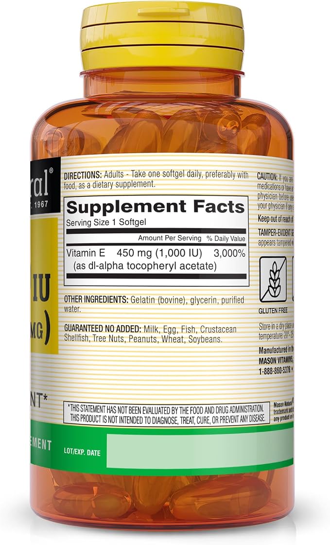 Vitamina E 1000 IU 50 Caps Mason Natural