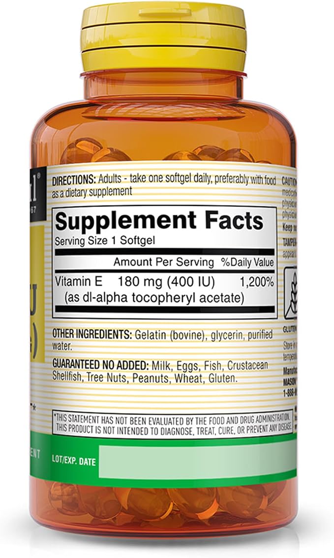 Vitamina E 400 IU 180 MG 100 Caps Mason Natural