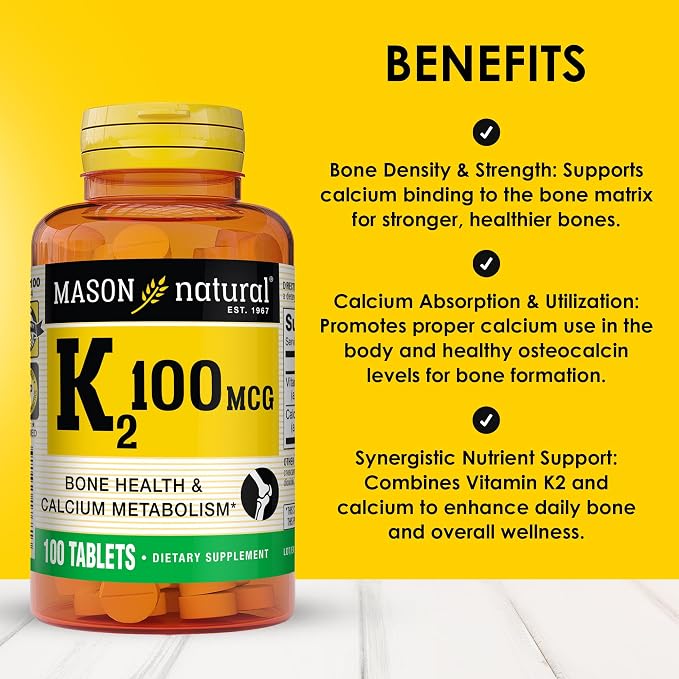 Vitamina K2 100 MCG 100 Tabs Mason Natural
