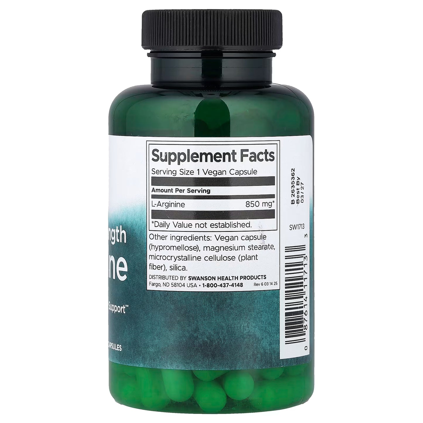 Arginina Maximum Strength 850MG Swanson
