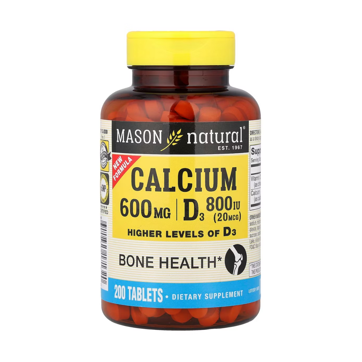 Calcium 600 MG + D3 800 IU 100 Tabs Mason Natural