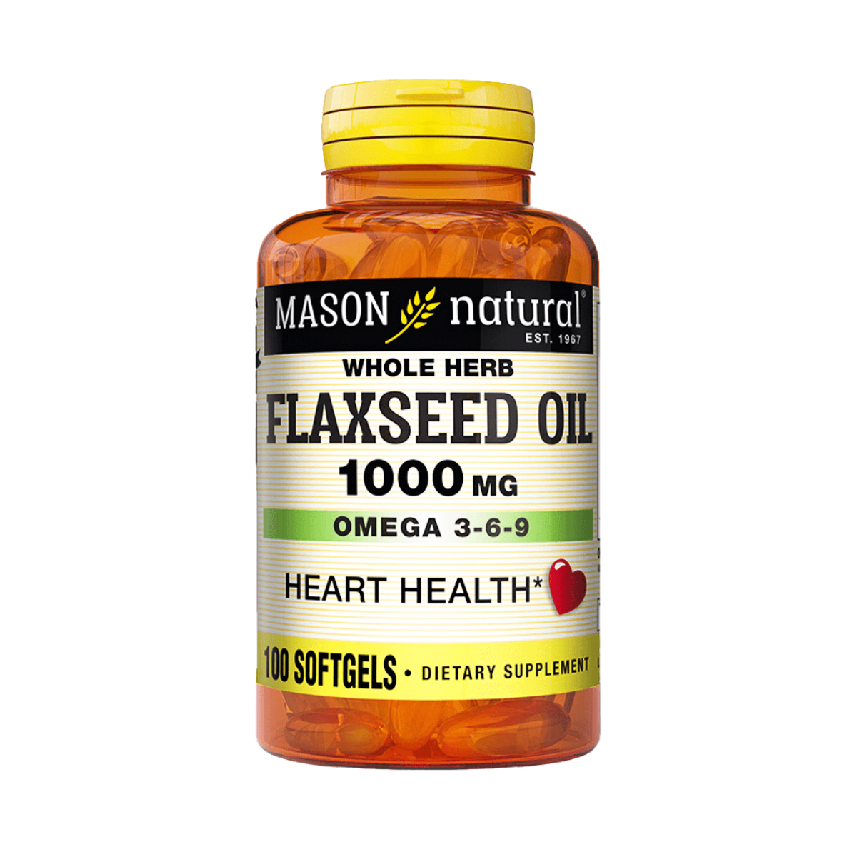 Flaxseed Oil - Omega 3 6 9 1000 MG 100 Tabs Mason Natural