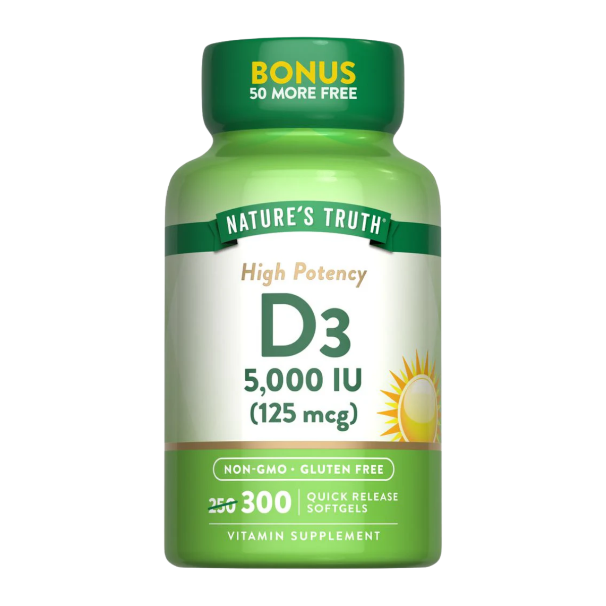 Vitamina D3 5000 125 MCG 300 Caps Nature's Truth