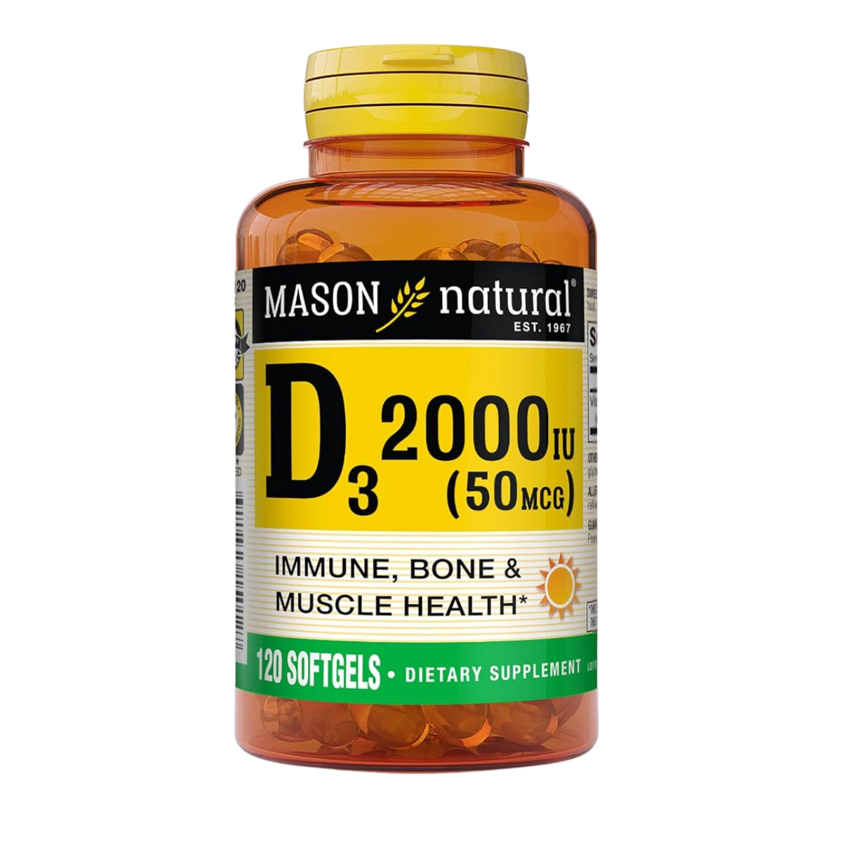 Vitamina D3 2000 IU 60 Caps Mason Natural