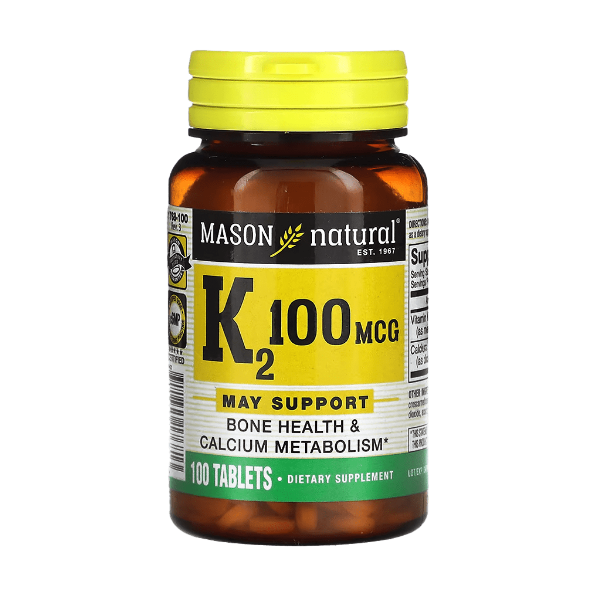 Vitamina K2 100 MCG 100 Tabs Mason Natural