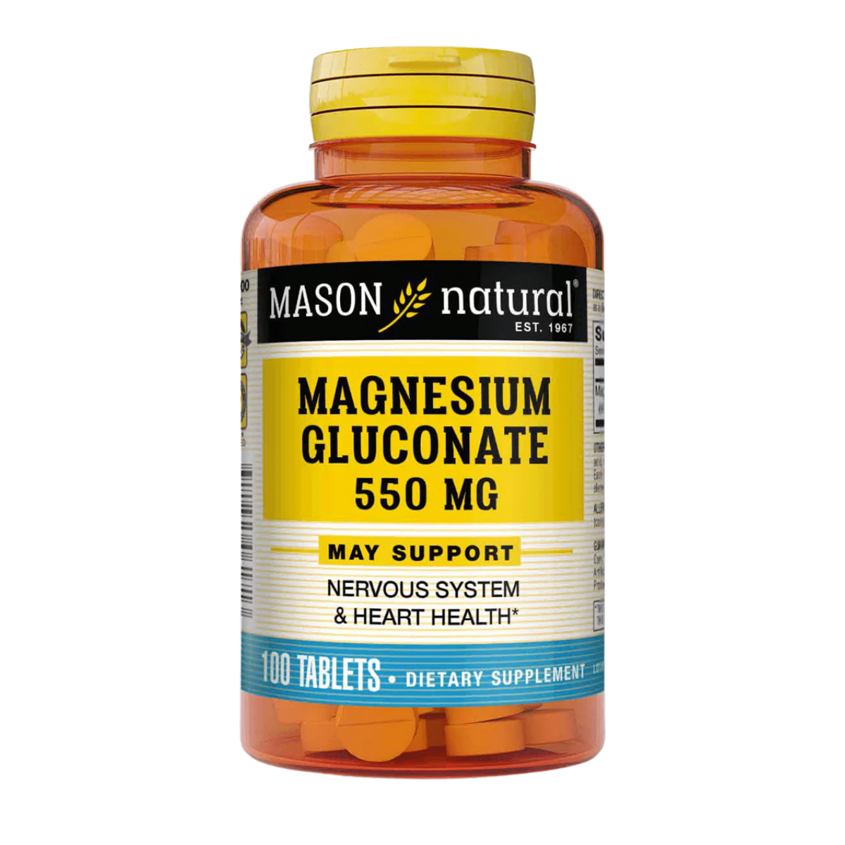 Magnesium Gluconate 550 MG 100 Caps Mason Natural