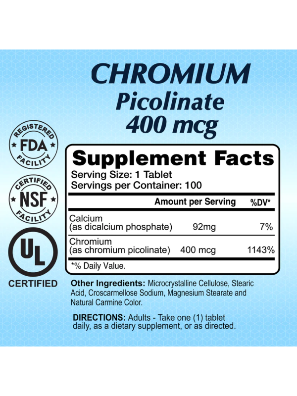 Chromium 400 MCG 100 Tabs Alfa