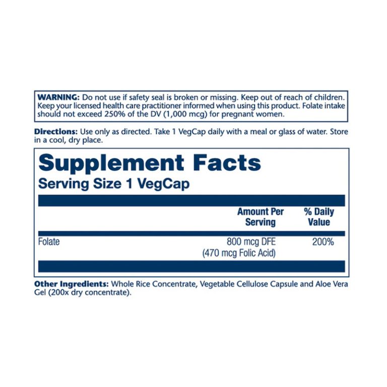 Acido Folico 470 MCG 100 Caps Solaray